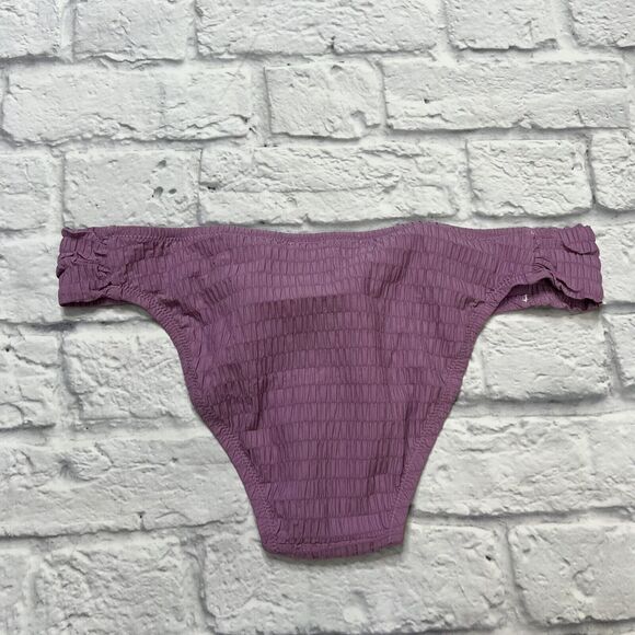 Jessica Simpson Shirred Smocked Bikini Bottom Size M Rose Dust Purple NEW - Picture 4 of 5